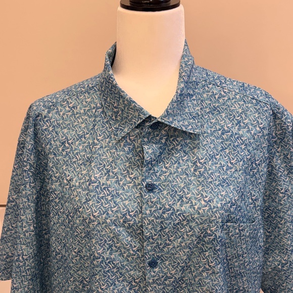 Tommy Bahama Teal Patterned Casual Shirt - Picture 2 of 8